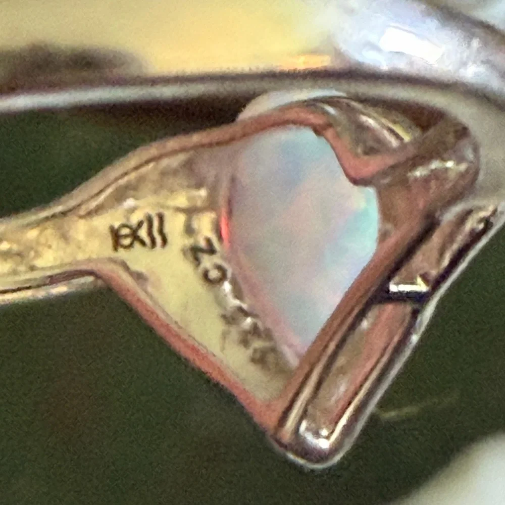 VTG white Opal ring, stamped and signed, size 7, 925 silver - Picture 4 of 5